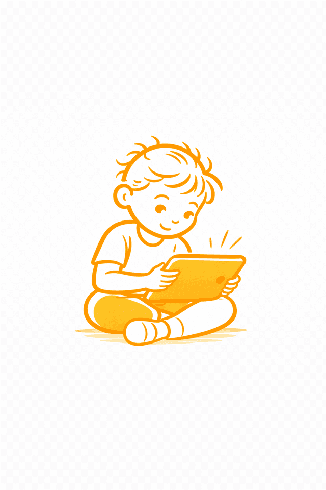 Child happily using a tablet with earned screen time